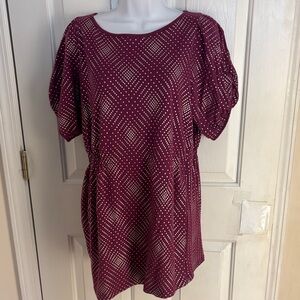 Purple silver Geometric Patterned Top